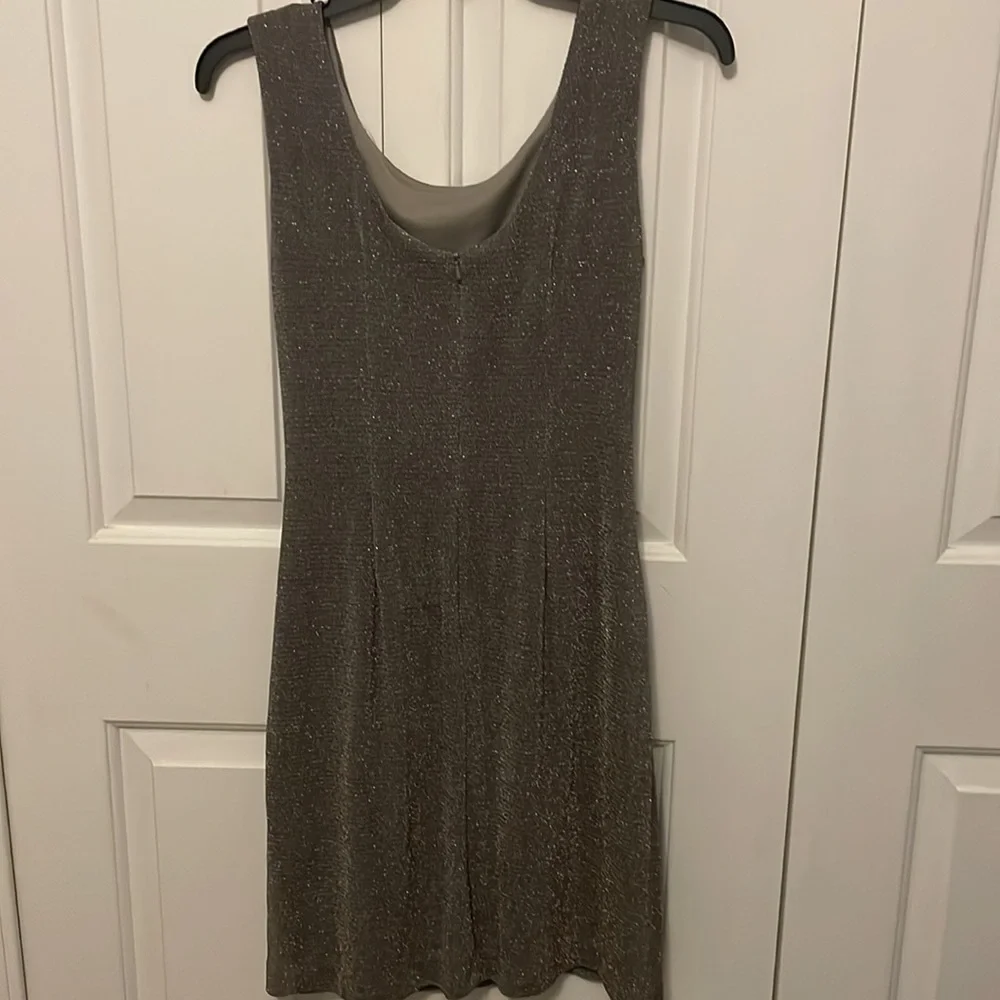 Alex Evening petites Sz 6P metallic faux wrap stretchy dress GUC B71 - Picture 5 of 9